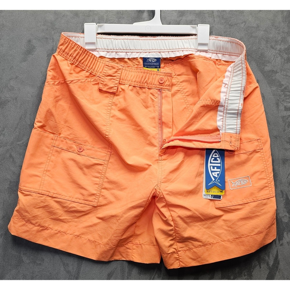 AFTCO M01L Original Fishing Shorts Coral Orange Mens Size 38 8 Inch Inseam NWT